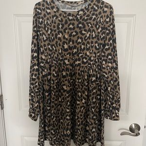 CJLA leopard print babydoll dress
